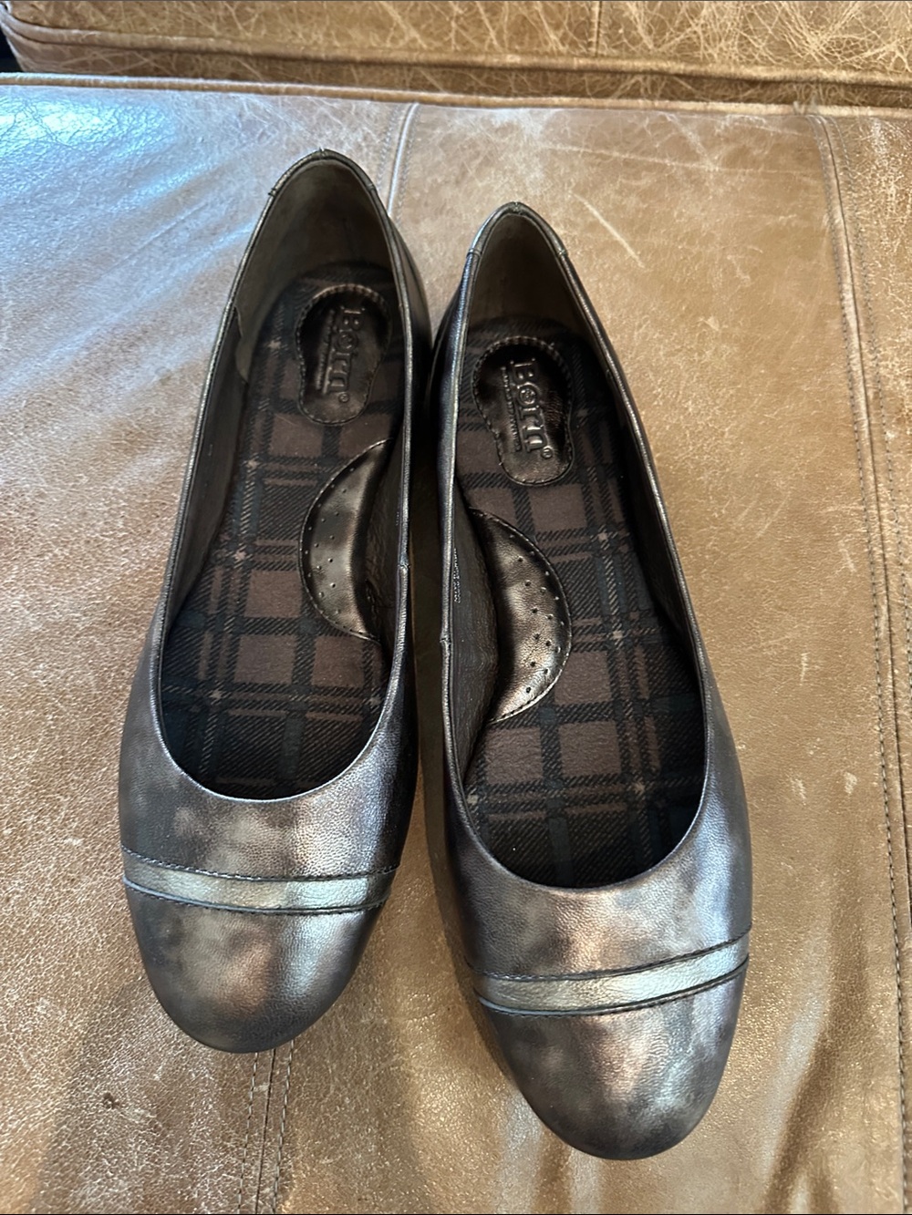 Born Metallic Charcoal Ballet Flats